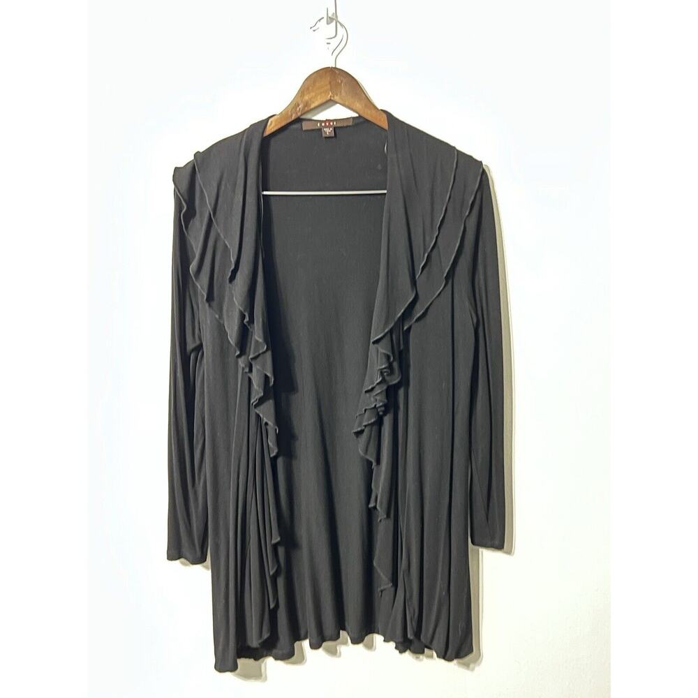 Y2K Black Goth Fairy Ruffle frilly Cardigan Large Whimsigoth Fairygrunge Soft - Picture 2 of 14